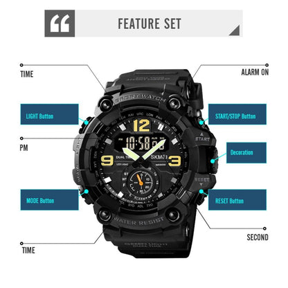 SKMEI 1637 Sports Digital Display Outdoor Shockproof Plastic Large Dial Men Watch, Color: Blue Camouflage - LED Digital Watches by SKMEI | Online Shopping South Africa | PMC Jewellery | Buy Now Pay Later Mobicred