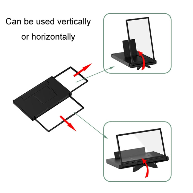 12-Inch Dual-HD Lens Horizontal Vertical Mobile Phone Screen Amplifier(Black) - Screen Magnifier by PMC Jewellery | Online Shopping South Africa | PMC Jewellery