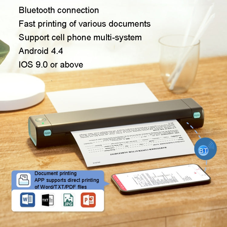 M08F Bluetooth Wireless Handheld Portable Thermal Printer(Black A4 Version) - Printer by PMC TechLife | Online Shopping South Africa | PMC TechLife