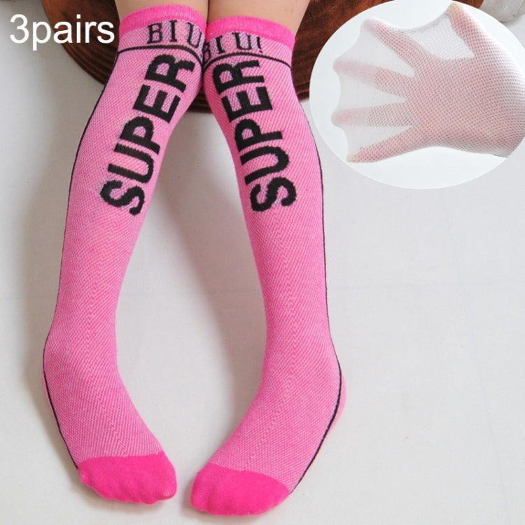 3pairs Spring And Autumn Student Children Skin-Friendly Alphabet Mesh Long Cotton Socks About 42cm(Rose Red) - High Knee Socks by PMC Jewellery | Online Shopping South Africa | PMC Jewellery | Buy Now Pay Later Mobicred