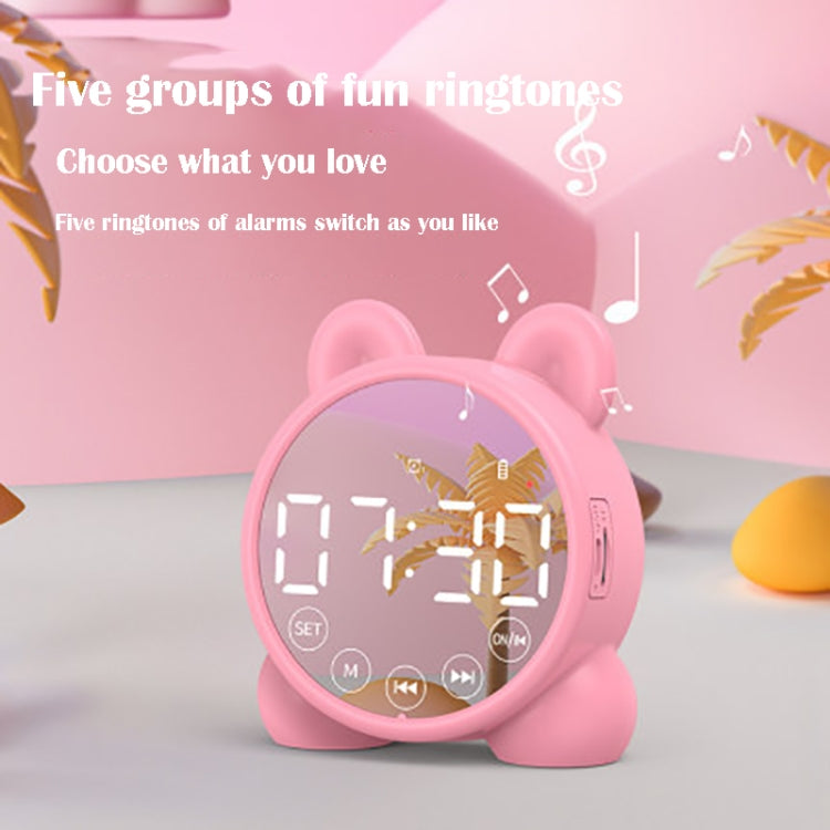 P1 Mini Card Mirror Clock Wireless Bluetooth Speaker with FM Radio(Pink) - Mini Speaker by PMC TechLife | Online Shopping South Africa | PMC TechLife