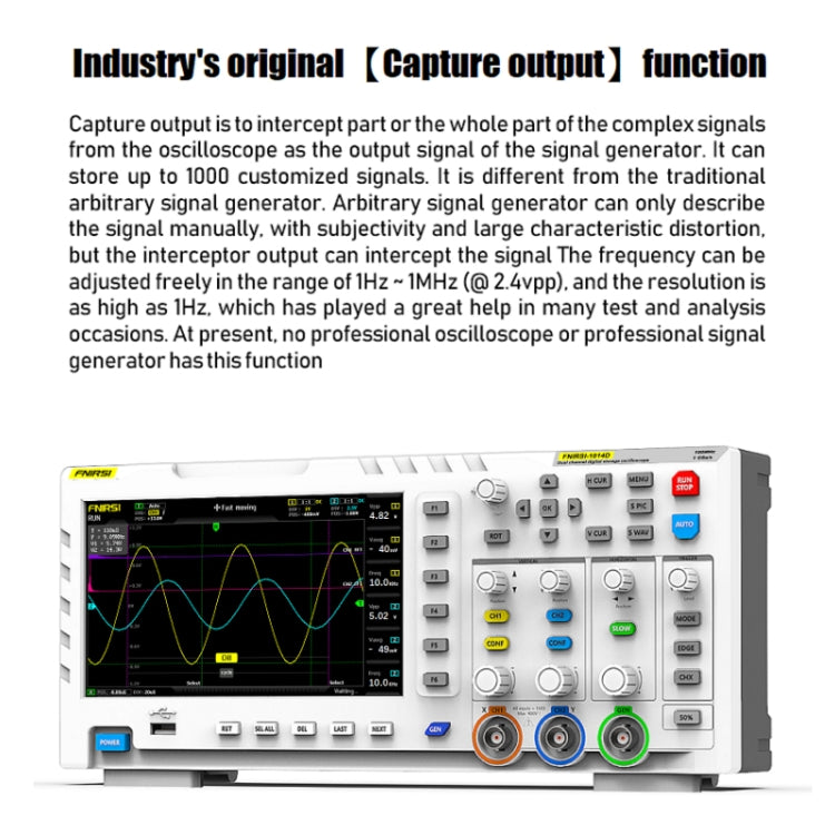 FNIRSI 1014D +P4100 Probe 2 in 1 Dual-channel 100M Bandwidth Digital Oscilloscope 1GS Sampling Signal Generator, US Plug - Digital Multimeter by FNIRSI | Online Shopping South Africa | PMC Jewellery | Buy Now Pay Later Mobicred