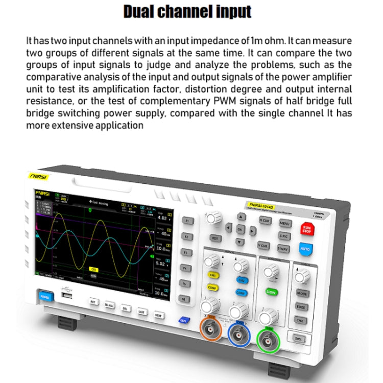 FNIRSI 1014D +P4100 Probe 2 in 1 Dual-channel 100M Bandwidth Digital Oscilloscope 1GS Sampling Signal Generator, US Plug - Digital Multimeter by FNIRSI | Online Shopping South Africa | PMC Jewellery | Buy Now Pay Later Mobicred