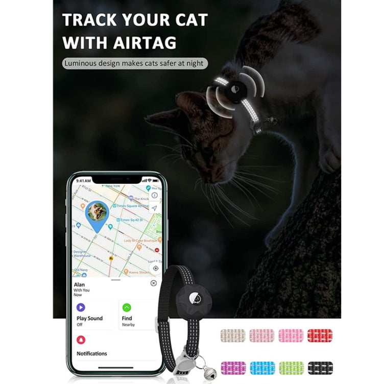 For AirTag Tracker Silicone Case Reflective Pet Cat Collar With Bell(Black) -  by PMC Jewellery | Online Shopping South Africa | PMC Jewellery