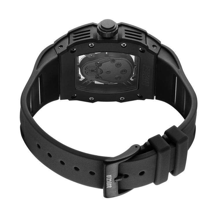 BAOGELA 224141 Hollow Skull Luminous Sports 304 Stainless Steel Silicone Men Watch(Black Shell Black Face Red Belt) - Silicone Strap Watches by BAOGELA | Online Shopping South Africa | PMC Jewellery