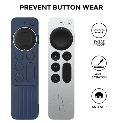 For Apple TV Siri Remote 2/3 AhaStyle PT166 Remote Controller Silicone Protective Case Striped Non-Slip Anti-Drop Cover(Midnight Blue) - Remote Control Covers by AhaStyle | Online Shopping South Africa | PMC Jewellery | Buy Now Pay Later Mobicred