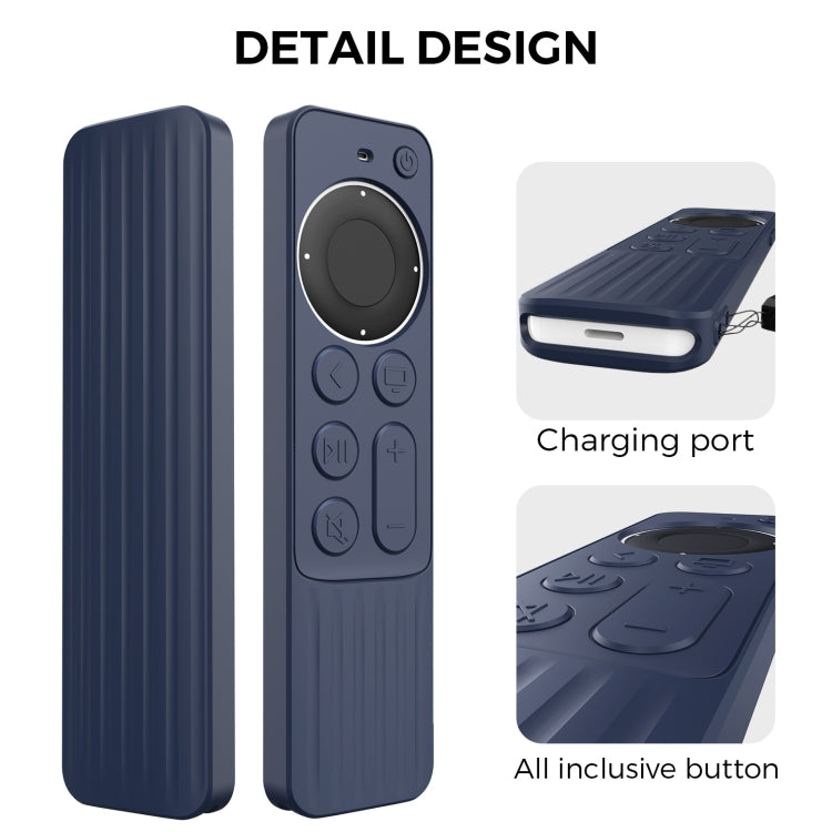 For Apple TV Siri Remote 2/3 AhaStyle PT166 Remote Controller Silicone Protective Case Striped Non-Slip Anti-Drop Cover(Midnight Blue) - Remote Control Covers by AhaStyle | Online Shopping South Africa | PMC Jewellery | Buy Now Pay Later Mobicred