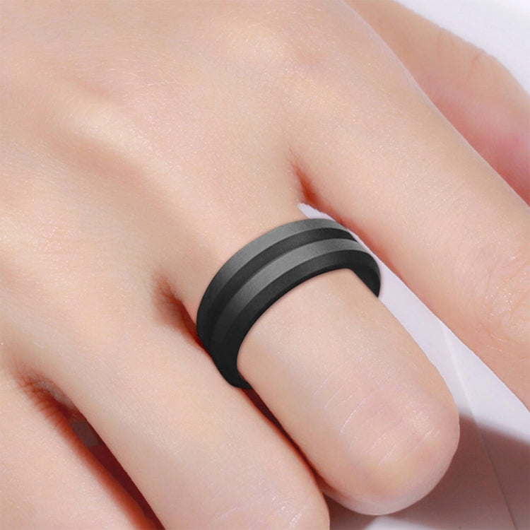 SiR053 V Shaped Grooved Edge Silicone Ring Outdoor Sports Couple Ring No.7(Deep Gray) - Rings by PMC Jewellery | Online Shopping South Africa | PMC Jewellery