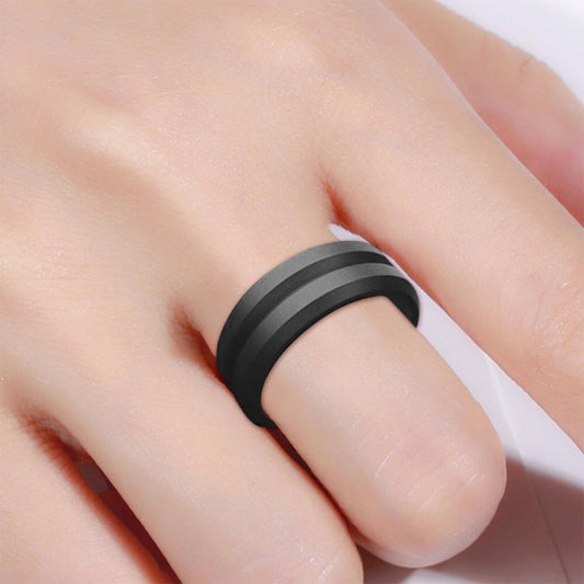 SiR053 V Shaped Grooved Edge Silicone Ring Outdoor Sports Couple Ring No.13(Deep Gray) - Rings by PMC Jewellery | Online Shopping South Africa | PMC Jewellery