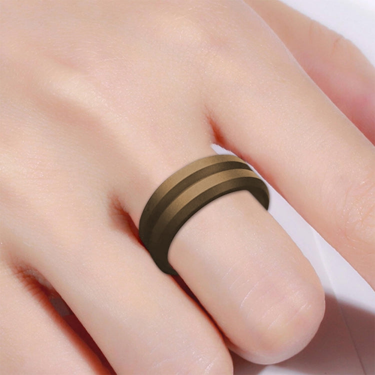 SiR053 V Shaped Grooved Edge Silicone Ring Outdoor Sports Couple Ring No.13(Brown) - Rings by PMC Jewellery | Online Shopping South Africa | PMC Jewellery