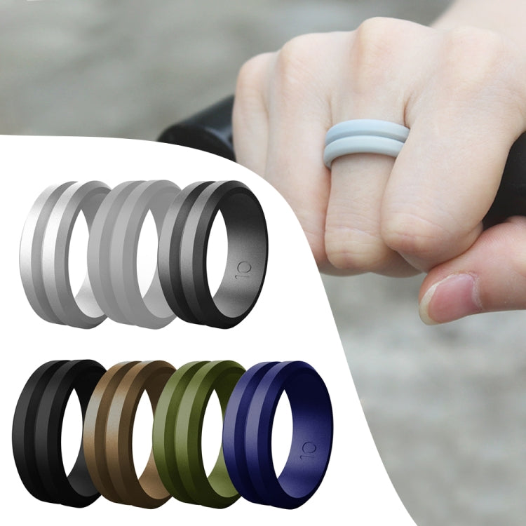 SiR053 V Shaped Grooved Edge Silicone Ring Outdoor Sports Couple Ring No.14(Black) - Rings by PMC Jewellery | Online Shopping South Africa | PMC Jewellery