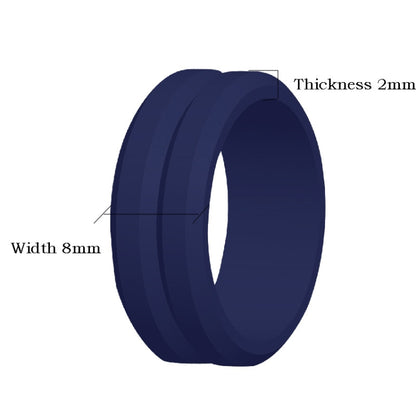 SiR053 V Shaped Grooved Edge Silicone Ring Outdoor Sports Couple Ring No.14(Dark Blue) - Rings by PMC Jewellery | Online Shopping South Africa | PMC Jewellery