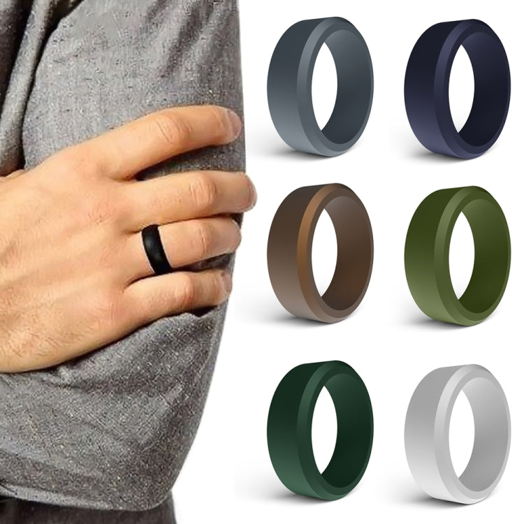 SIR062 8MM Wide Bevel Silicone Ring Sports Ring No.7(Army Green) - Rings by PMC Jewellery | Online Shopping South Africa | PMC Jewellery