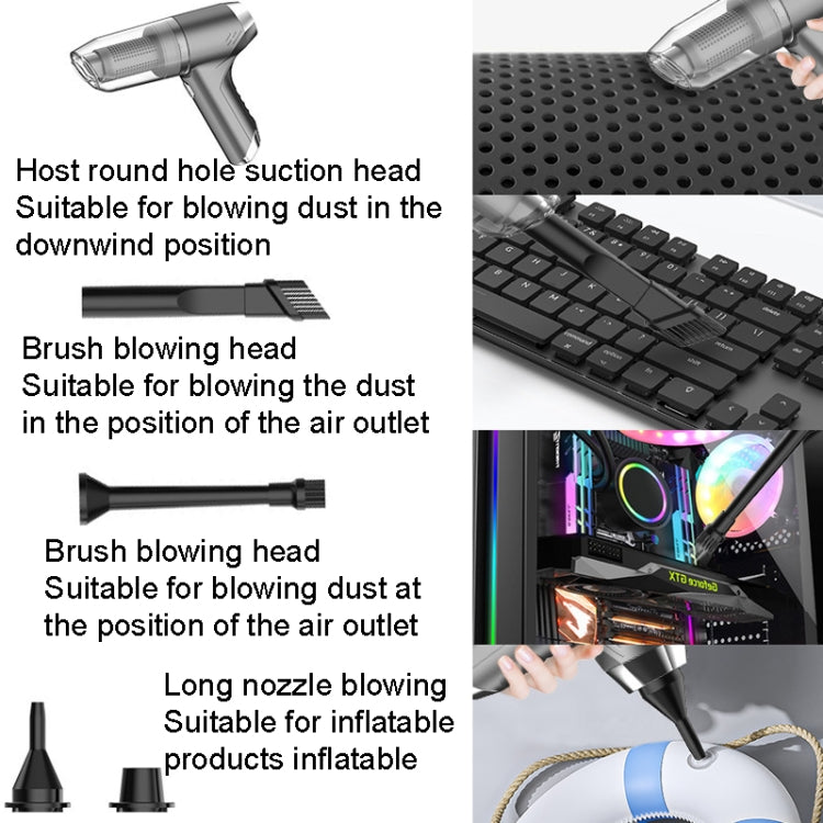 SUITU ST-6671 Wireless Car Vacuum Cleaner Small Handheld Blowing and Suction Dual Use, Style: Basic Model Black+Floor Brush - free shipping - PMC TechLife - Order now!