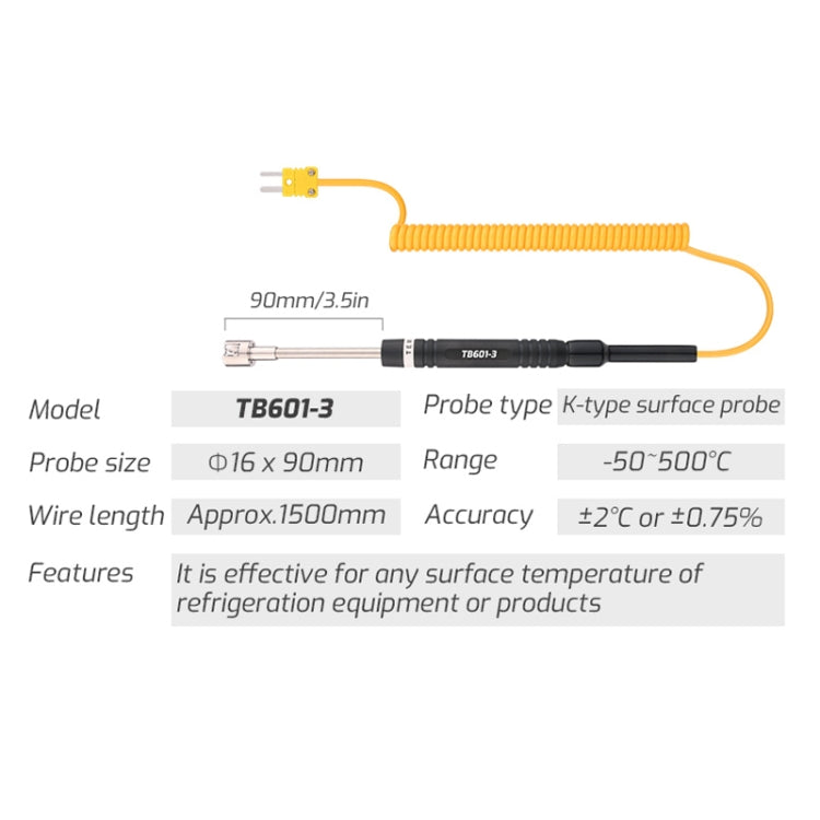 TASI TB601-3 Surface Thermocouple K-Type Probe Use With Thermometer - Thermostat & Thermometer by TASI | Online Shopping South Africa | PMC TechLife | Buy Now Pay Later Mobicred