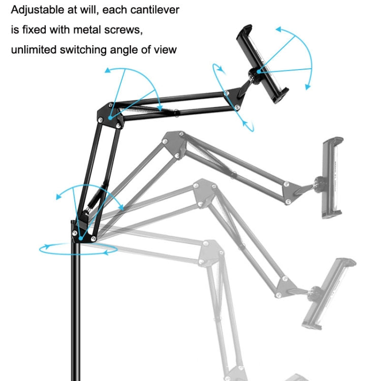 155cm Mobile Phone Tablet Live Broadcast Bedside Lifting Bracket Telescopic Floor Model (Black) - Lazy Bracket by PMC TechLife | Online Shopping South Africa | PMC TechLife