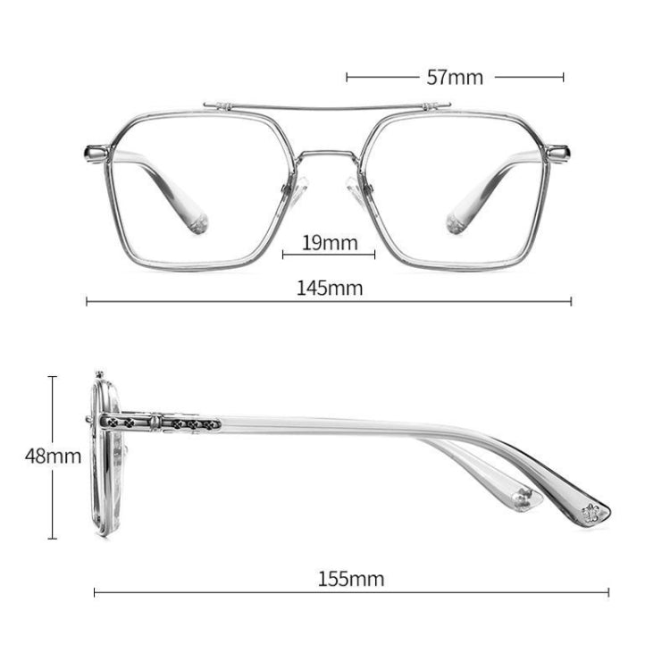 Double-beam Polarized Variable Color Eyeglasses Non-degree Flat Glasses, Lens: Change Tea Color(Transparent Silver Frame) - Plain Glass Spectacles by PMC Jewellery | Online Shopping South Africa | PMC Jewellery