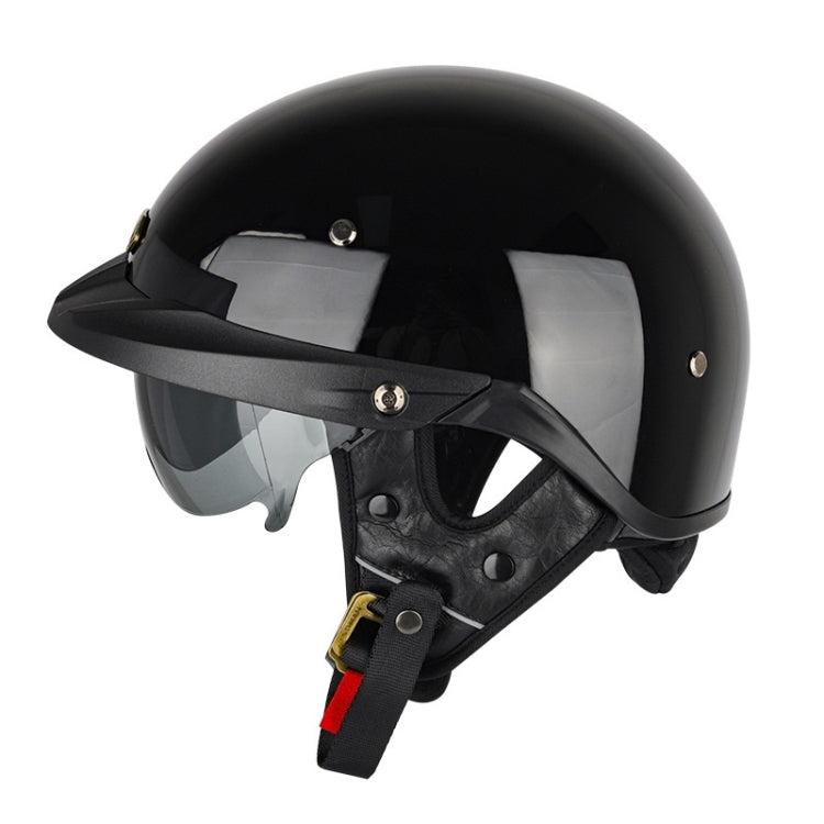 SOMAN Motorcycle Half Helmet Adjustable Helmet With Inner Mirror, Size: XL(Bright Black) - Helmets by SOMAN | Online Shopping South Africa | PMC Jewellery | Buy Now Pay Later Mobicred