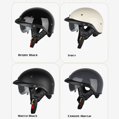 SOMAN Motorcycle Half Helmet Adjustable Helmet With Inner Mirror, Size: XL(Bright Black) - Helmets by SOMAN | Online Shopping South Africa | PMC Jewellery | Buy Now Pay Later Mobicred