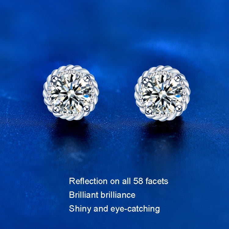 XEA009 925 Silver Needle Crown Earrings(50 Points Mosan Diamond White Gold) - Stud Earrings & Earrings by PMC Jewellery | Online Shopping South Africa | PMC Jewellery