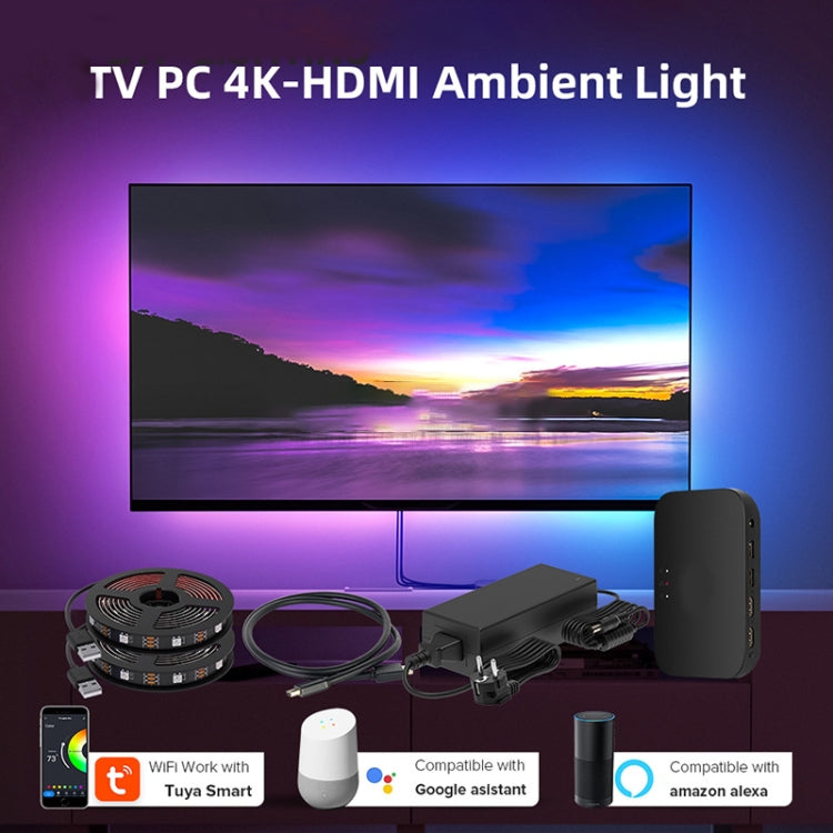 HDMI 2.0-PRO Smart Ambient TV Led Backlight Led Strip Lights Kit Work With TUYA APP Alexa Voice Google Assistant 2 x 1.5m(EU Plug) - Casing Waterproof Light by PMC Jewellery | Online Shopping South Africa | PMC Jewellery
