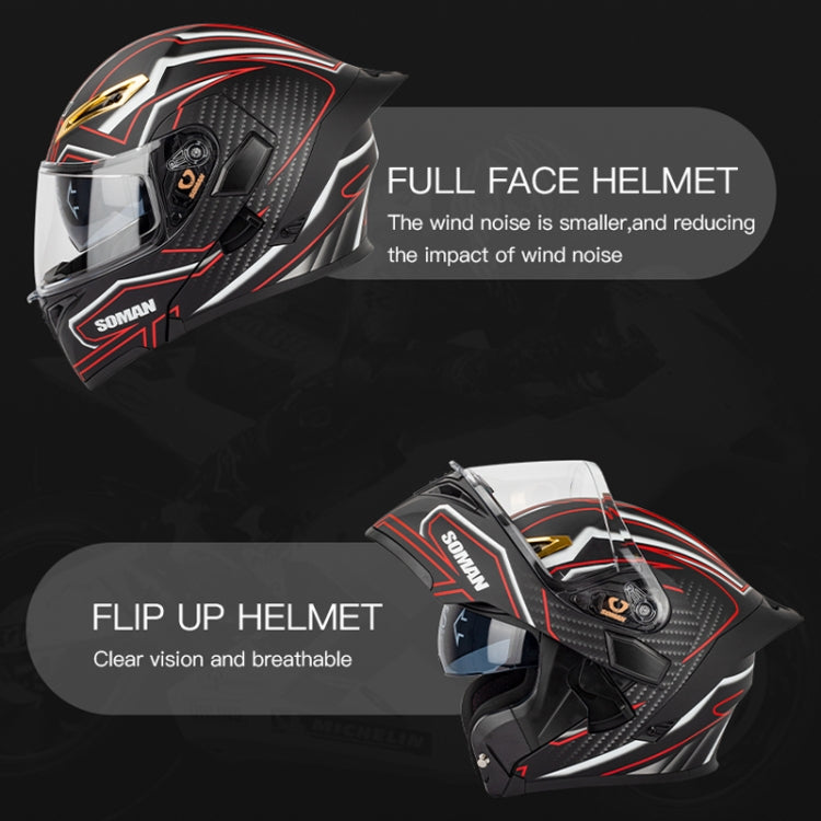 SOMAN Motorcycle Dual Lens Riding Peel-Off Full Coverage Helmet, Size: M(Bright Black Green) - free shipping - PMC TechLife - Order now!