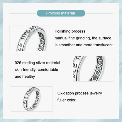 SCR953 S925 Sterling Silver Rotary Unzip Lettering Ring(No.6) - Rings by PMC Jewellery | Online Shopping South Africa | PMC Jewellery