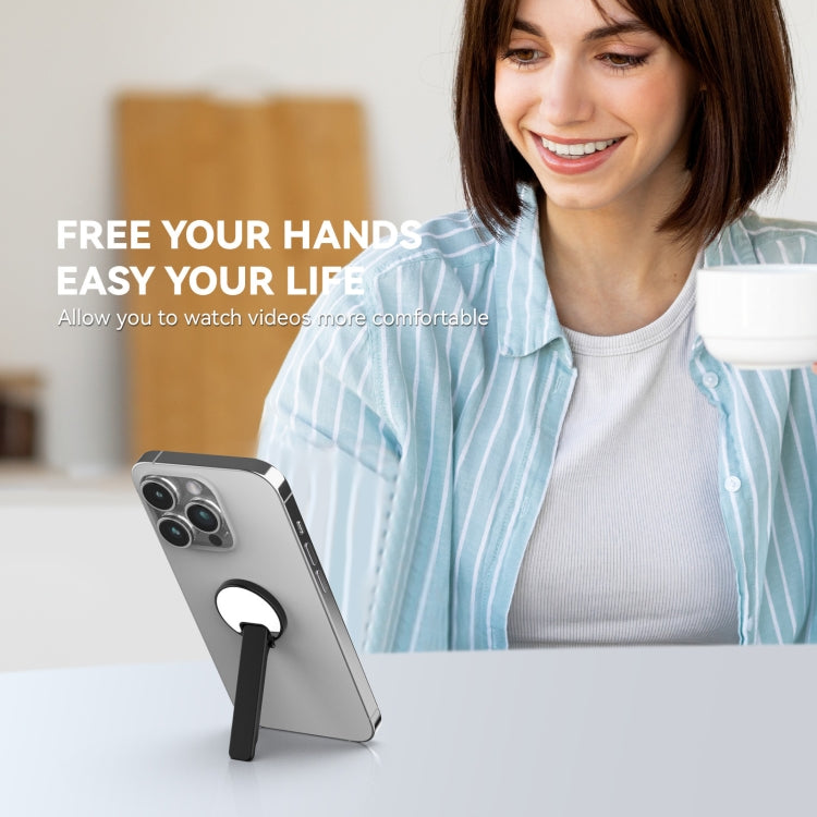 Aluminum Alloy Mobile Phone Bracket Ultra-thin Rotating Back Stick Lollipop Mirror Bracket(Black) - Desktop Holder by PMC TechLife | Online Shopping South Africa | PMC TechLife