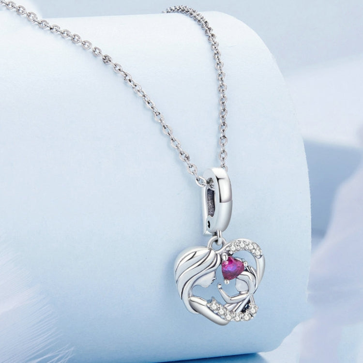 S925 Sterling Silver Mother and Child Hug Love Pendant DIY Bracelet Heart Shaped Accessories - Jewelry Accessories by PMC Jewellery | Online Shopping South Africa | PMC Jewellery