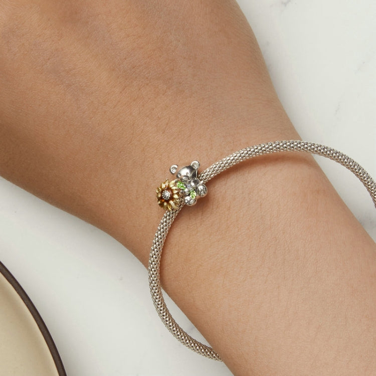 Cute Bear Sunflower DIY Beads S925 Sterling Silver Bracelet Accessories - Jewelry Accessories by PMC Jewellery | Online Shopping South Africa | PMC Jewellery