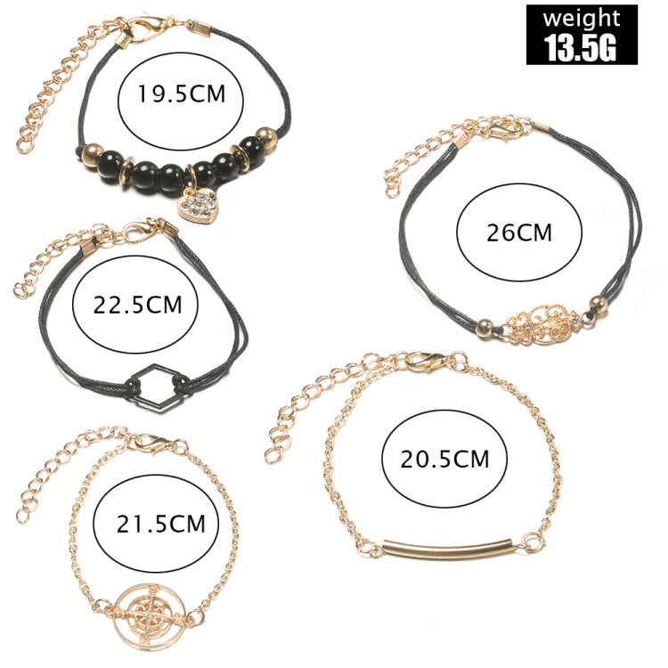 5-in-1 Personality Compass Hexagon Bracelet Diamond Heart Beaded Pendant Jewelry, Color: SKU4159 - Bracelets by PMC Jewellery | Online Shopping South Africa | PMC Jewellery