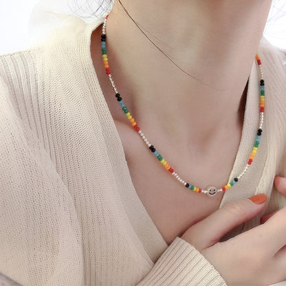 Colorful Beaded Smiley Necklace Womens Clavicle Chain, Style: Elastic Rope Style - Necklaces & Pendants by PMC Jewellery | Online Shopping South Africa | PMC Jewellery