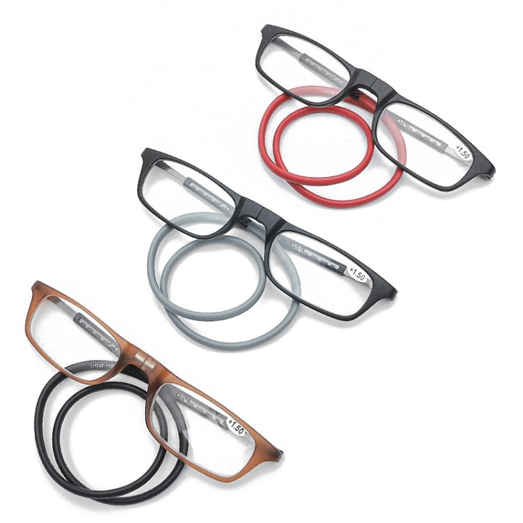 Portable Magnetic Hanging Neck Retractable Reading Glasses +175(Black Frame Red Legs) - Presbyopic Glasses by PMC Jewellery | Online Shopping South Africa | PMC Jewellery