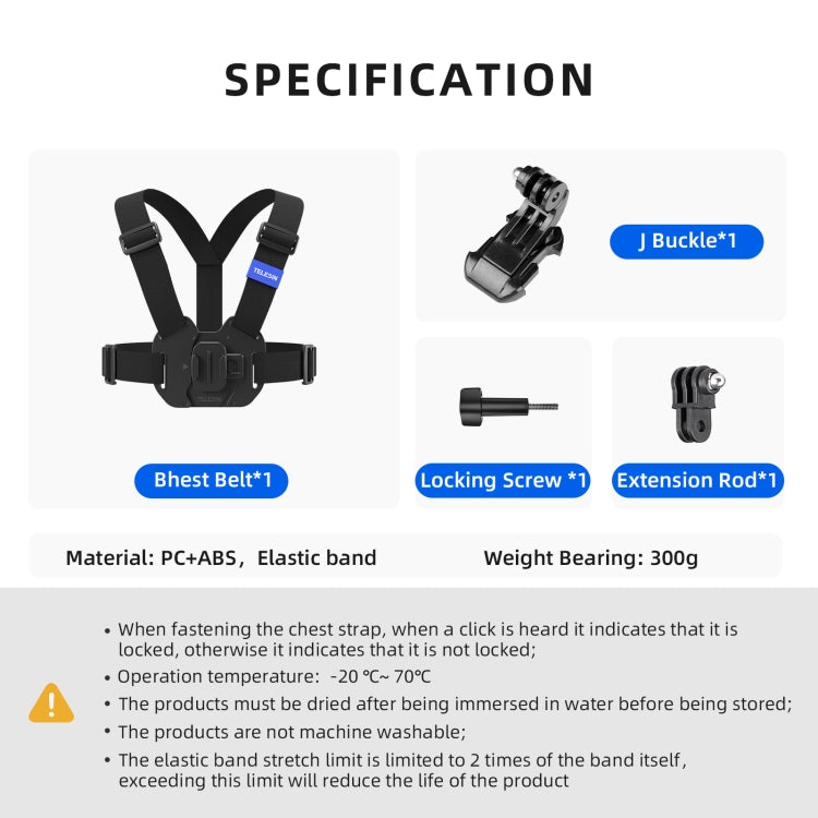TELESIN  Chest Strap Mount Waistcoat Belt  Mount For Action Camera - Chest Belt by TELESIN | Online Shopping South Africa | PMC TechLife