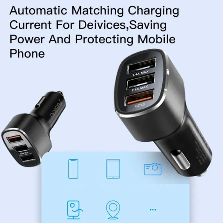 Yesido Y46 42W 3 USB Port Car Fast Charger(Black) - Car Charger by Yesido | Online Shopping South Africa | PMC Jewellery