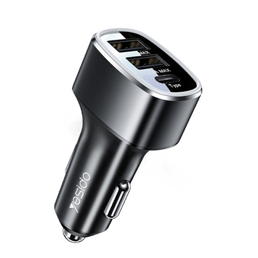 Yesido Y47 49W Double USB+Type-C/USB-C Port Car Fast Charger(Black) - Car Charger by Yesido | Online Shopping South Africa | PMC Jewellery