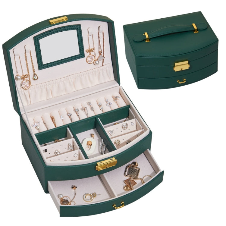 Large-capacity Double-layer Jewelry Storage Box Drawer Ring Earring Jewelry Storage Box(Dark Green) - Jewelry Storages by PMC Jewellery | Online Shopping South Africa | PMC Jewellery