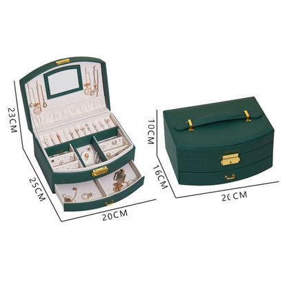 Large-capacity Double-layer Jewelry Storage Box Drawer Ring Earring Jewelry Storage Box(Dark Green) - Jewelry Storages by PMC Jewellery | Online Shopping South Africa | PMC Jewellery