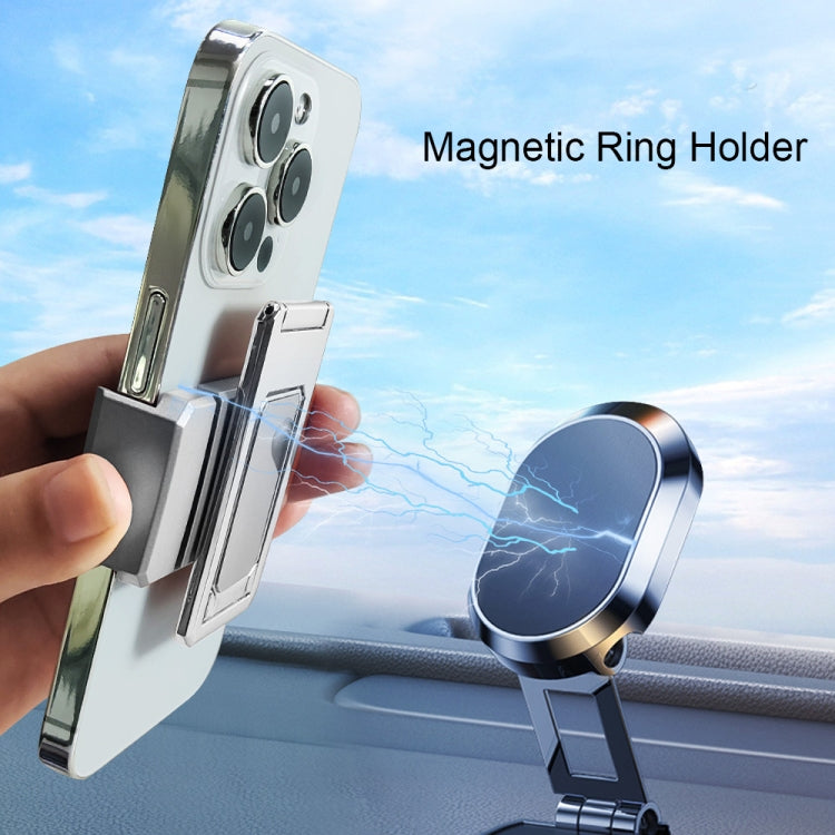 Back Clip Double Ring Magnetic Metal Folding Phone Bracket Desktop Lazy Ring Phone Holder(Black) - Ring Holder by PMC TechLife | Online Shopping South Africa | PMC TechLife