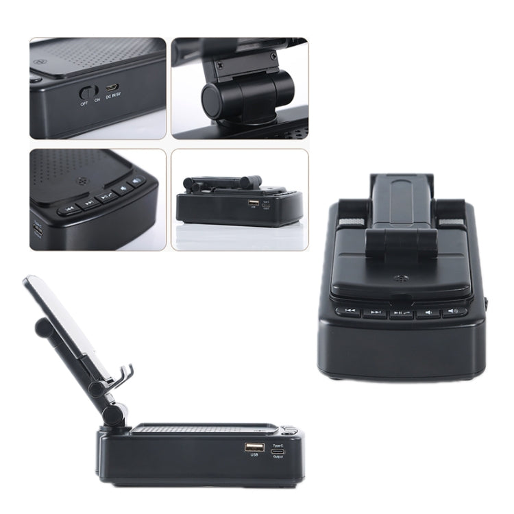 3 in 1 Multi-functional Desktop Mobile Phone Telescopic Bracket Bluetooth Audio(Black) - Desktop Holder by PMC TechLife | Online Shopping South Africa | PMC TechLife