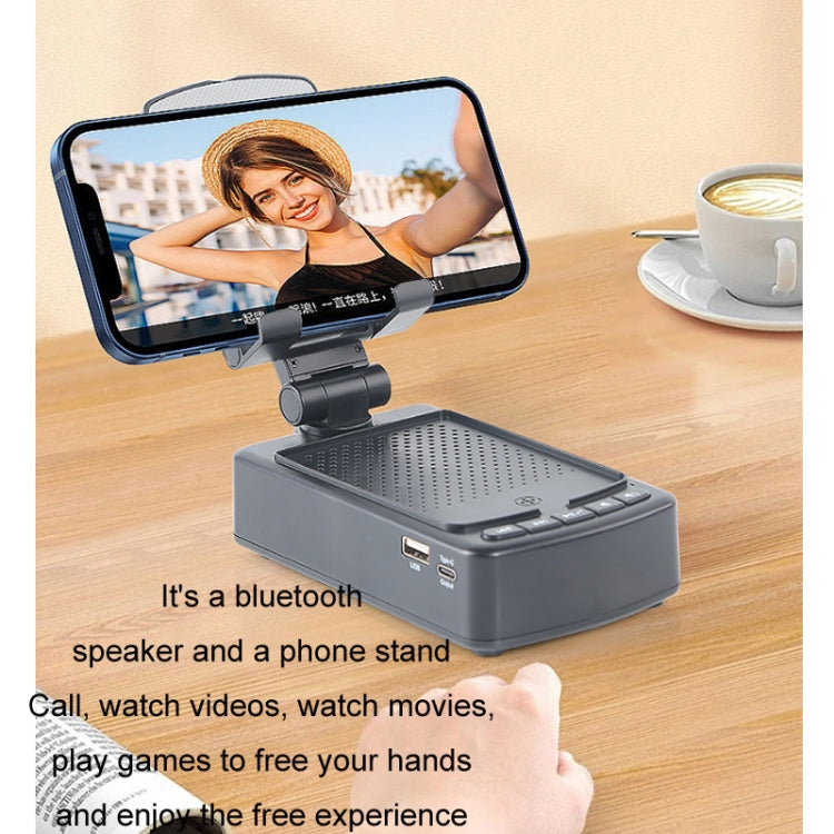 3 in 1 Multi-functional Desktop Mobile Phone Telescopic Bracket Bluetooth Audio(Black) - Desktop Holder by PMC TechLife | Online Shopping South Africa | PMC TechLife
