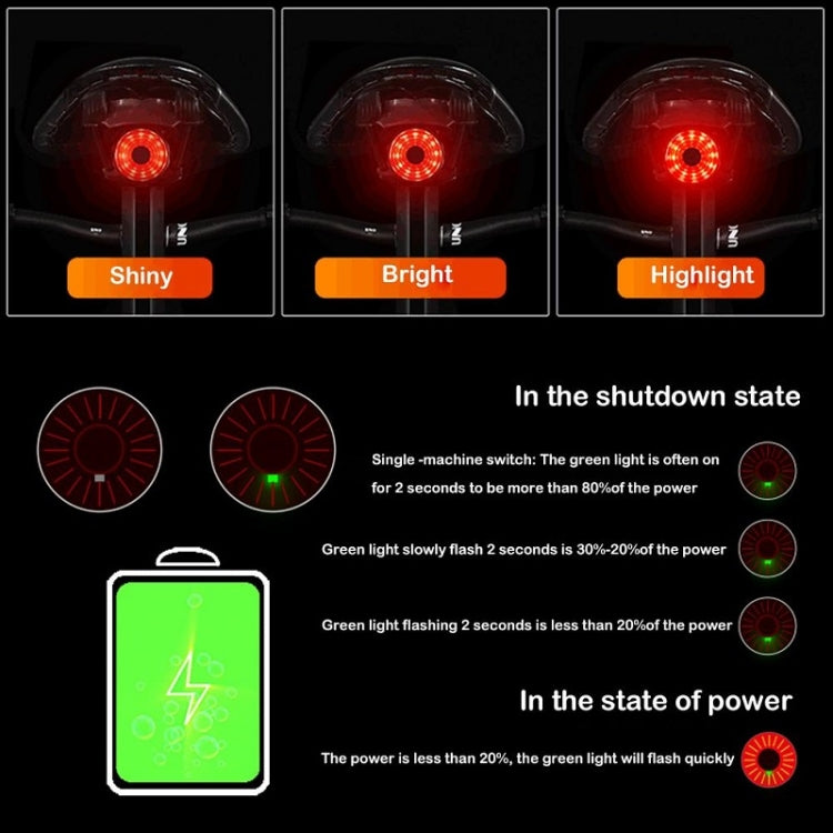 WEST BIKING Bicycle USB Charging Smart Brake Sensor Warning Tail Light(Cushion) - Taillights by WEST BIKING | Online Shopping South Africa | PMC TechLife | Buy Now Pay Later Mobicred