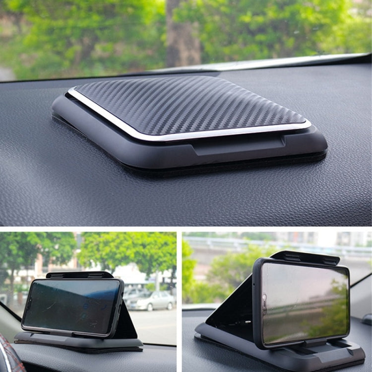 Car Mobile Phone Holder Carbon Fiber Pattern Silicone Dashboard Holder(Black) - Car Holders by PMC Jewellery | Online Shopping South Africa | PMC Jewellery