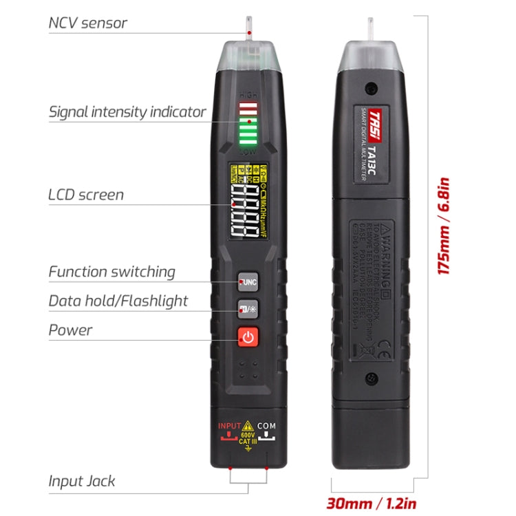 TASI TA13C Smart Pen Multimeter Digital High Precision Compact Portable Multimeter - Digital Multimeter by TASI | Online Shopping South Africa | PMC Jewellery | Buy Now Pay Later Mobicred