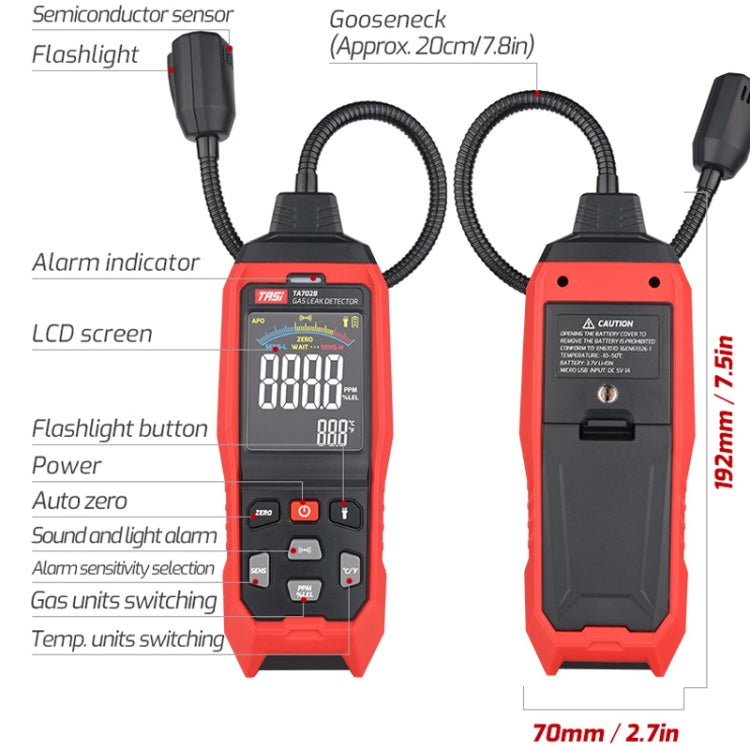 TASI TA702B Simulation Bar+Digital Display Cumbelo Gas Detector Portable Gas Testing Instrument Natural Gas Discovery Detective - Gas Monitor by TASI | Online Shopping South Africa | PMC Jewellery | Buy Now Pay Later Mobicred