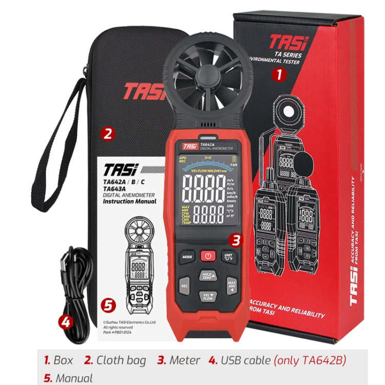 TASI TA642A Portable Digital Wind Speed Meter Air Volume Tester - Tachometers & Anemometer by TASI | Online Shopping South Africa | PMC Jewellery | Buy Now Pay Later Mobicred