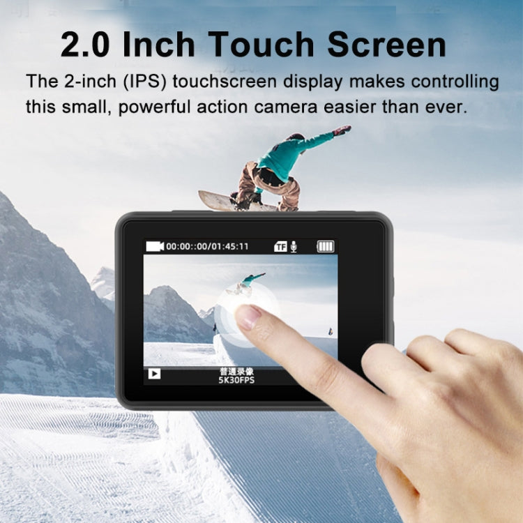 5K/30FPS WIFI HD Anti-Shake Remote Touch Dual-Screen IP68 Waterproof Sports Camera, Style: Black - Other Camera by PMC TechLife | Online Shopping South Africa | PMC TechLife