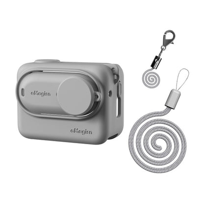 For Insta360 GO 3 AMagisn Silicone Body Cover Protective Case With Lanyard(Gray) - Case & Bags by aMagisn | Online Shopping South Africa | PMC Jewellery | Buy Now Pay Later Mobicred