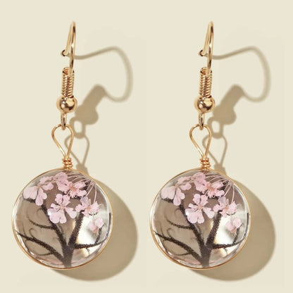 2pcs DIY Handmade Glass Dried Flowers Gypsophila Earrings(Life Tree) - Stud Earrings & Earrings by PMC Jewellery | Online Shopping South Africa | PMC Jewellery