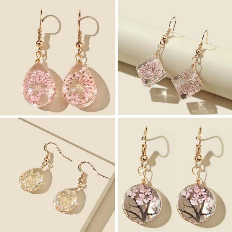 2pcs DIY Handmade Glass Dried Flowers Gypsophila Earrings(Life Tree) - Stud Earrings & Earrings by PMC Jewellery | Online Shopping South Africa | PMC Jewellery